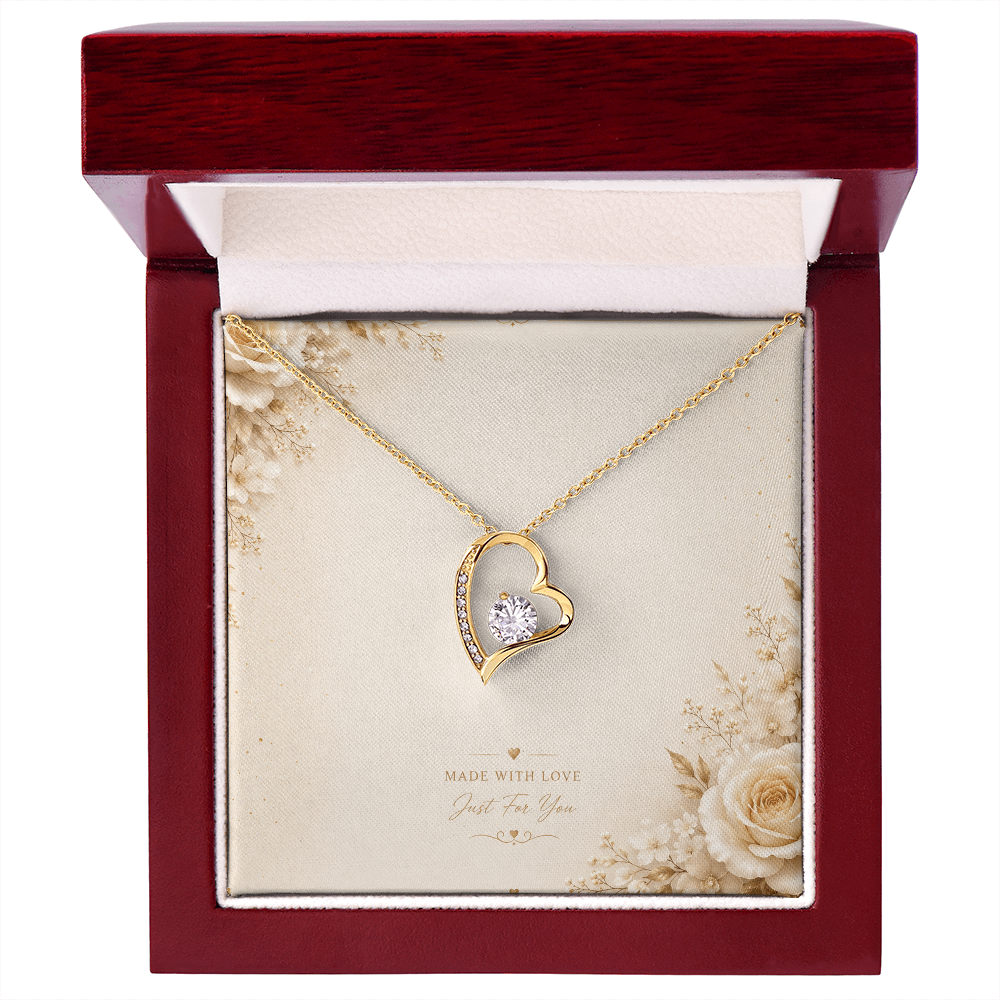 Forever Love Necklace – Elegant Heart Crystal Pendant Gift for Someone Special