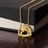 Interlocking Hearts Necklace | Cubic Zirconia Love Necklace for Her | Romantic Gift for Wife, Girlfriend & Mum