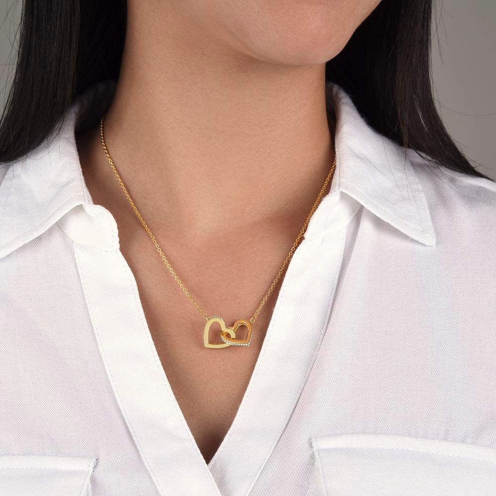 Interlocking Hearts Necklace | Cubic Zirconia Love Necklace for Her | Romantic Gift for Wife, Girlfriend & Mum