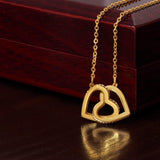 Interlocking Hearts Necklace | Cubic Zirconia Love Necklace for Her | Romantic Gift for Wife, Girlfriend & Mum