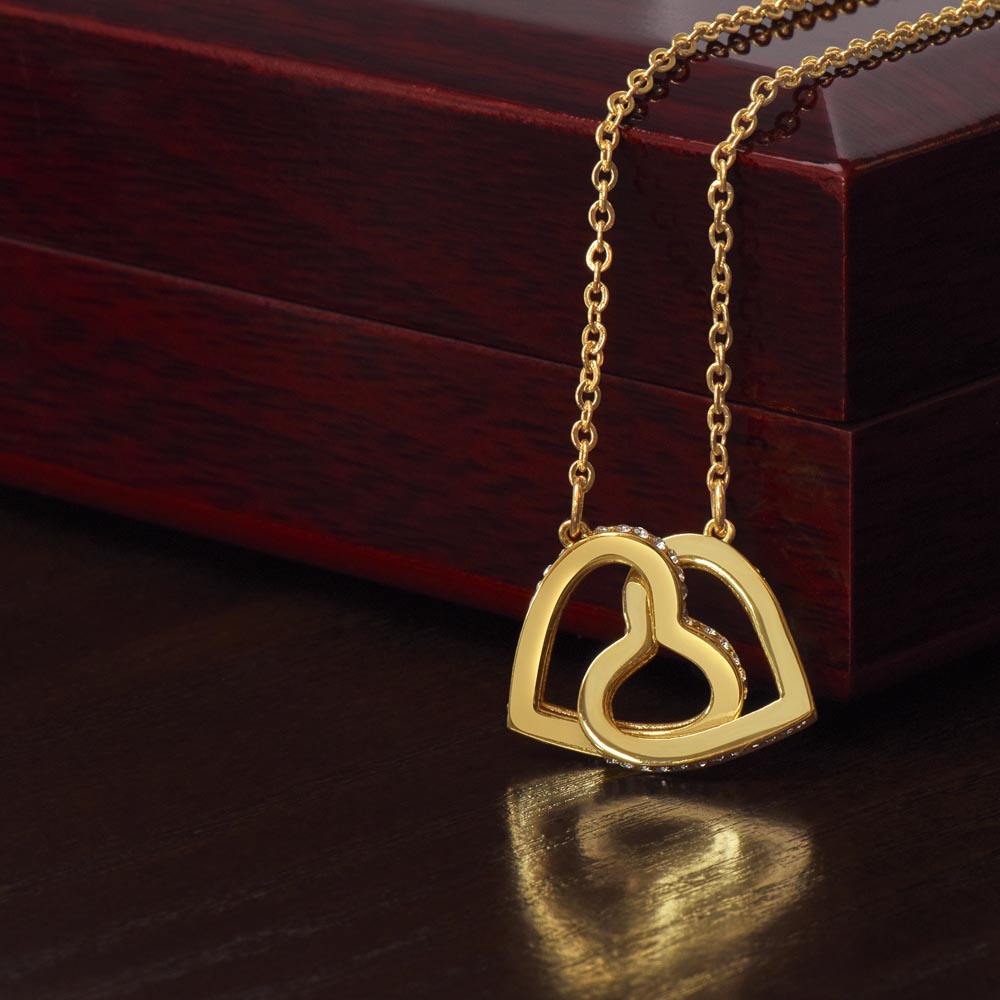 Interlocking Hearts Necklace | Cubic Zirconia Love Necklace for Her | Romantic Gift for Wife, Girlfriend & Mum