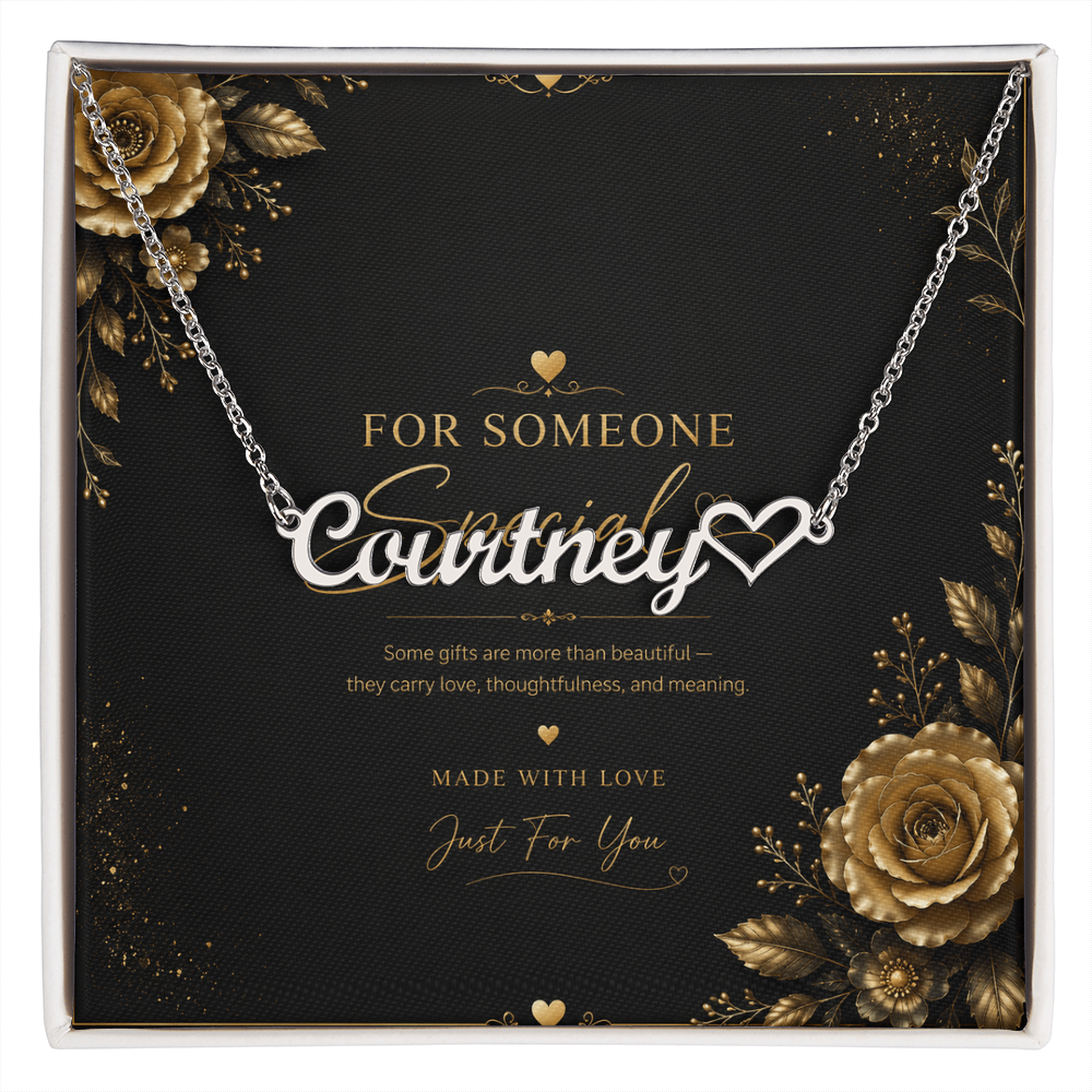 Personalized Heart Name Necklace – Custom Script Name Necklace Gift for Someone Special