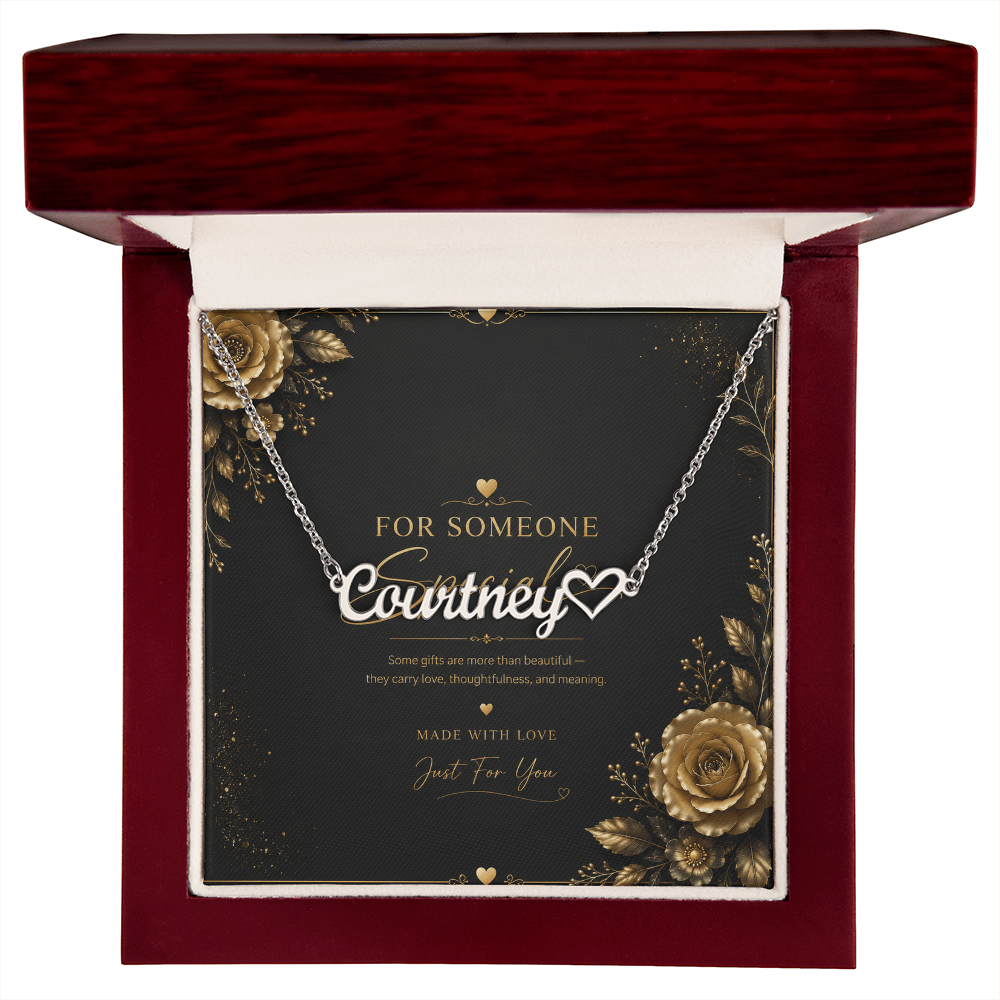 Personalized Heart Name Necklace – Custom Script Name Necklace Gift for Someone Special
