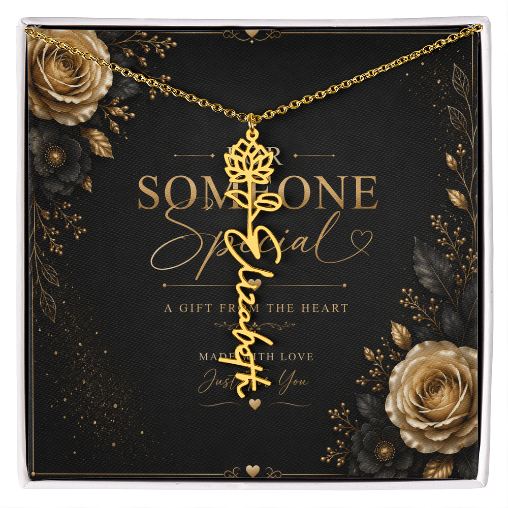Personalized Birth Flower Name Necklace – Custom Floral Name Gift for Her  Alternative: