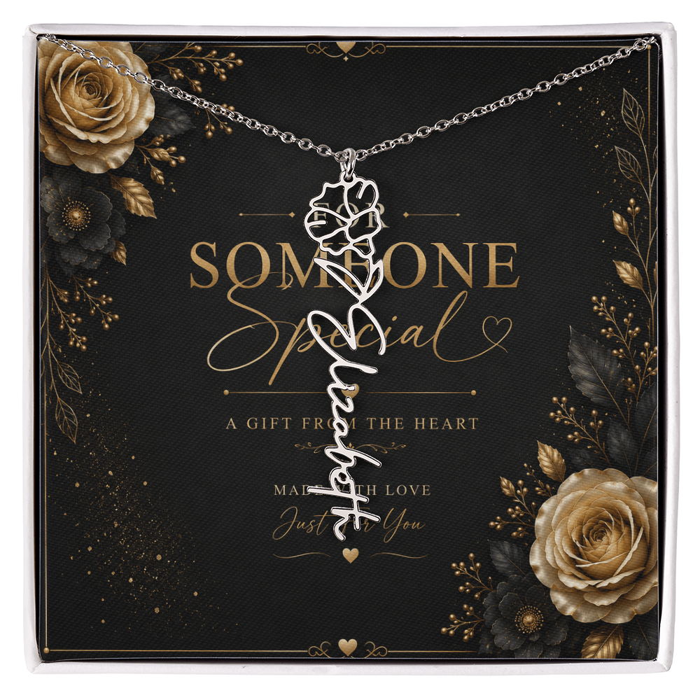 Personalized Birth Flower Name Necklace – Custom Floral Name Gift for Her  Alternative: