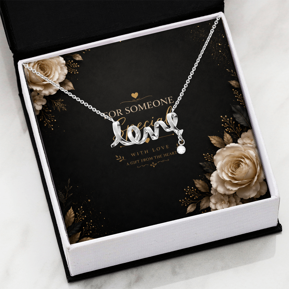 Scripted Love Necklace – Elegant Gift for Someone Special | Timeless Symbol of Love