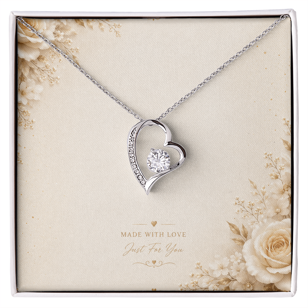 Forever Love Necklace – Elegant Heart Crystal Pendant Gift for Someone Special