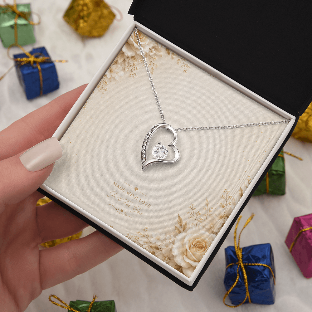 Forever Love Necklace – Elegant Heart Crystal Pendant Gift for Someone Special