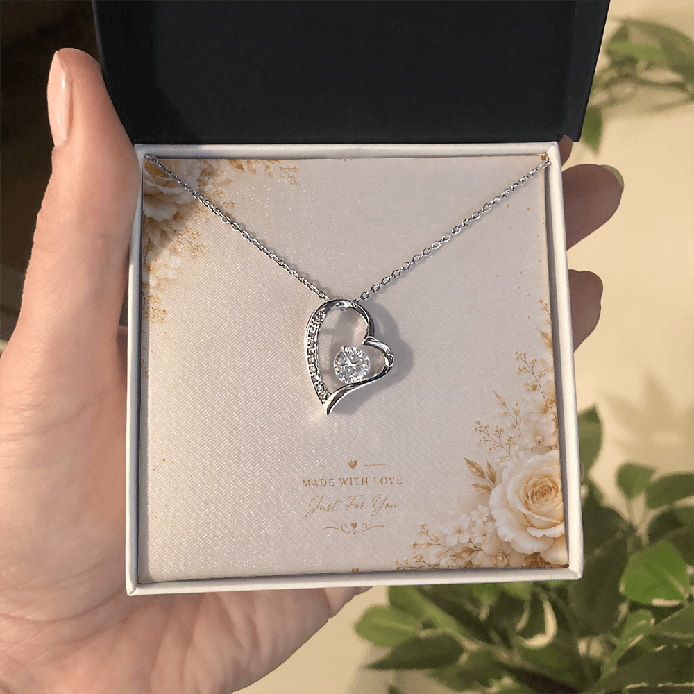 Forever Love Necklace – Elegant Heart Crystal Pendant Gift for Someone Special