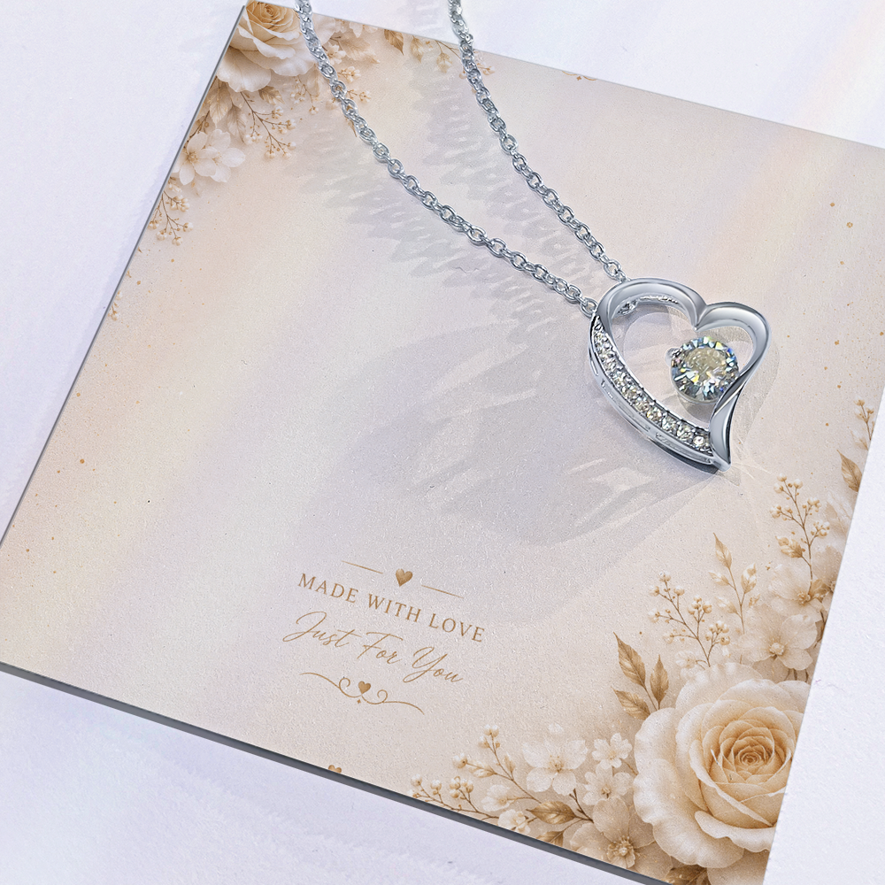 Forever Love Necklace – Elegant Heart Crystal Pendant Gift for Someone Special