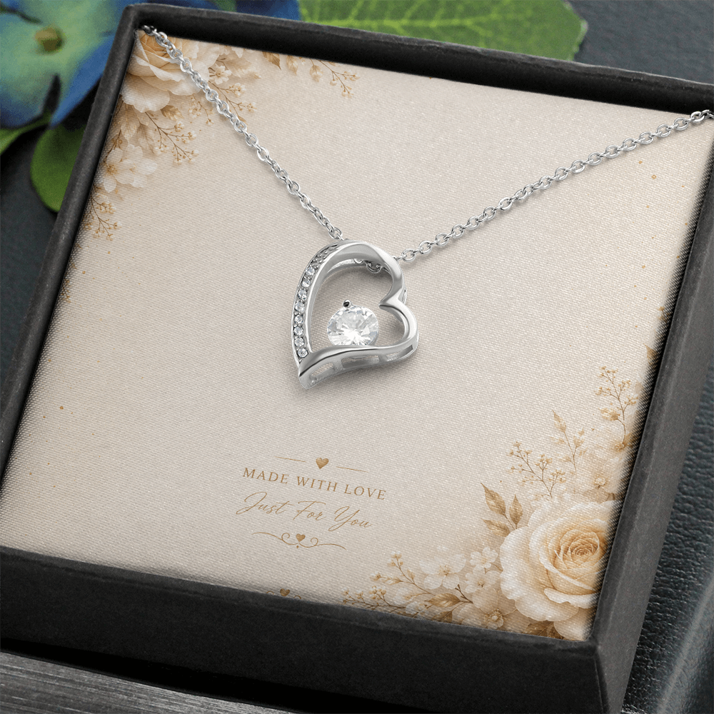 Forever Love Necklace – Elegant Heart Crystal Pendant Gift for Someone Special