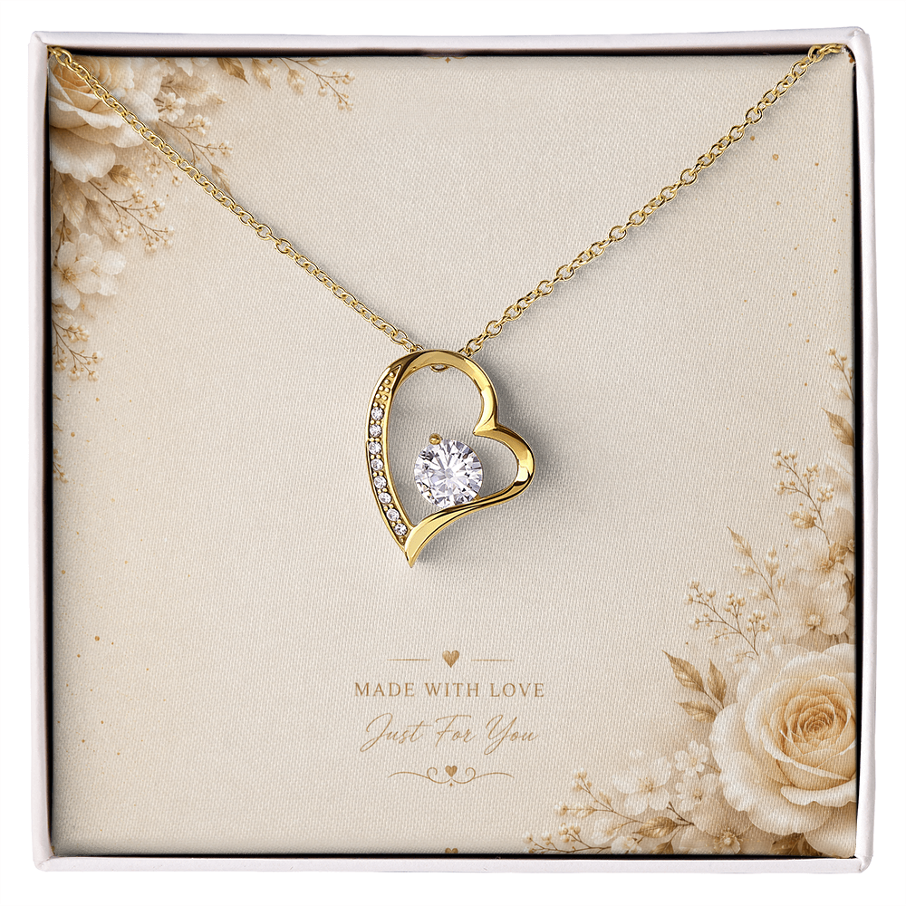 Forever Love Necklace – Elegant Heart Crystal Pendant Gift for Someone Special